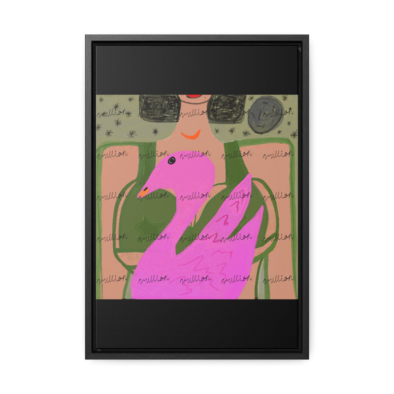 Lady & Flamingo Vertical Frame