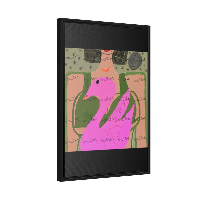 Lady & Flamingo Vertical Frame