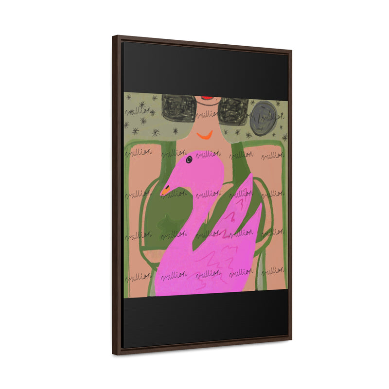 Lady & Flamingo Vertical Frame