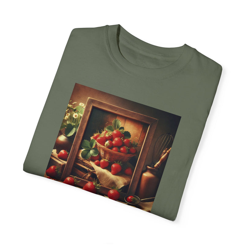 Strawberries Framed Unisex Garment-Dyed T-shirt