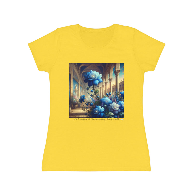 Women's Iconic T-Shirt - Sapphire Flowers Renaissance Background Design