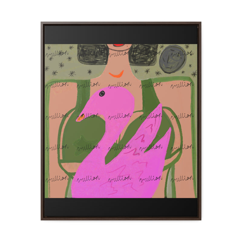 Lady & Flamingo Vertical Frame