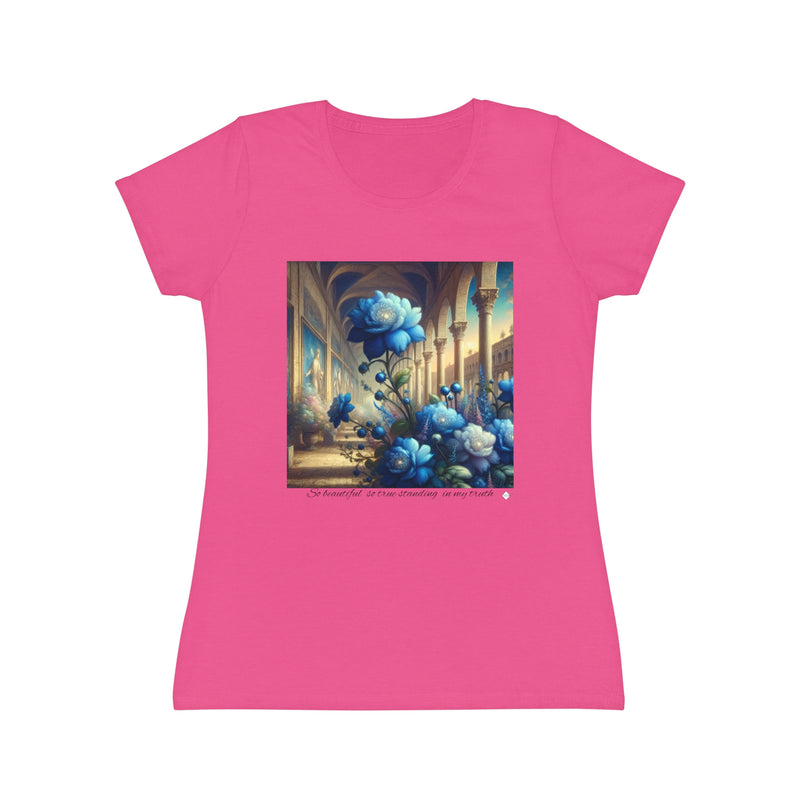 Women's Iconic T-Shirt - Sapphire Flowers Renaissance Background Design