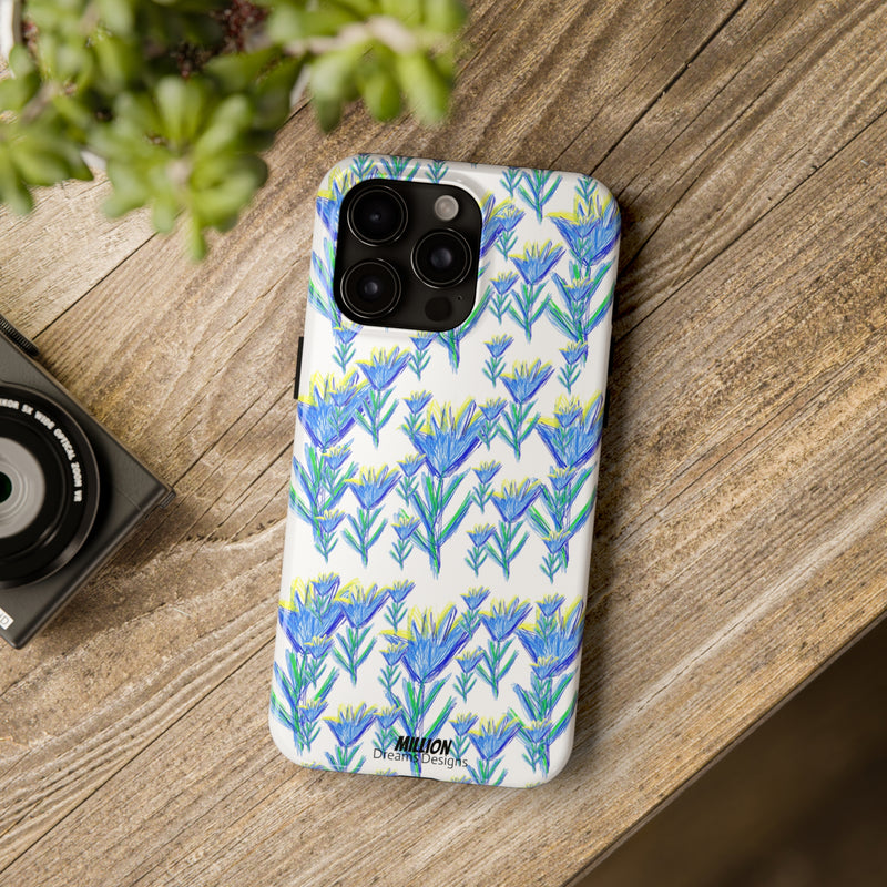 Blue Flower AOP Tough Phone Case