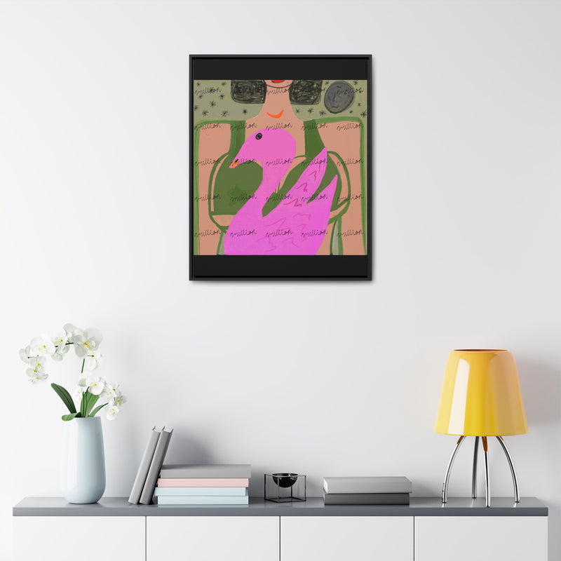 Lady & Flamingo Vertical Frame