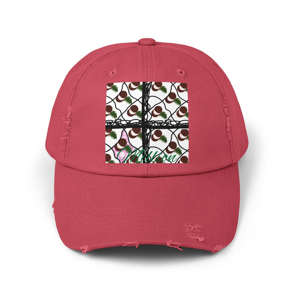 Coconut Pattern Unisex Distressed Cap