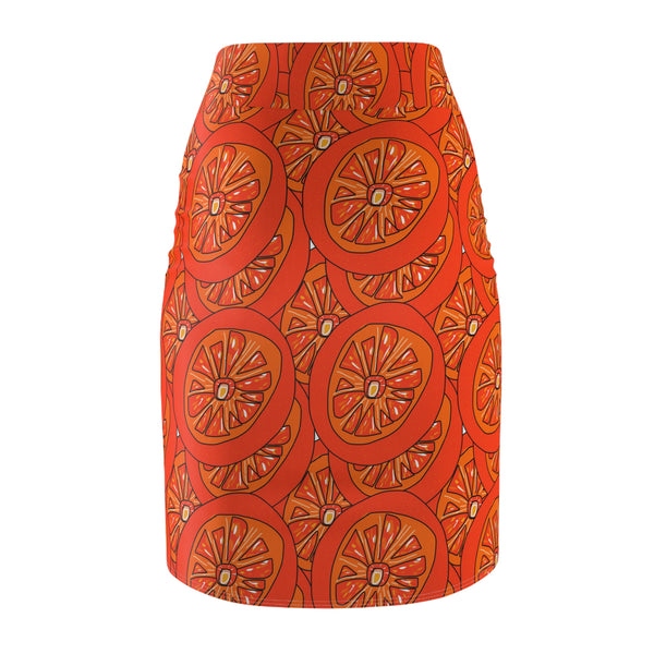 Tangie Orange Women's Pencil Skirt (AOP)