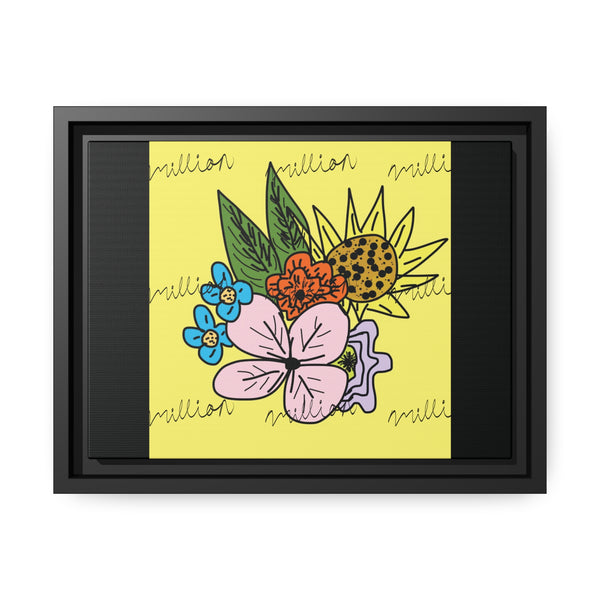 Yellow Flora Matte Canvas, Black Frame