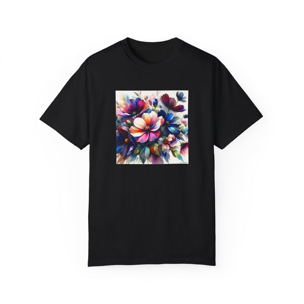 Bold Watercolor Flowers Unisex Garment-Dyed T-shirt