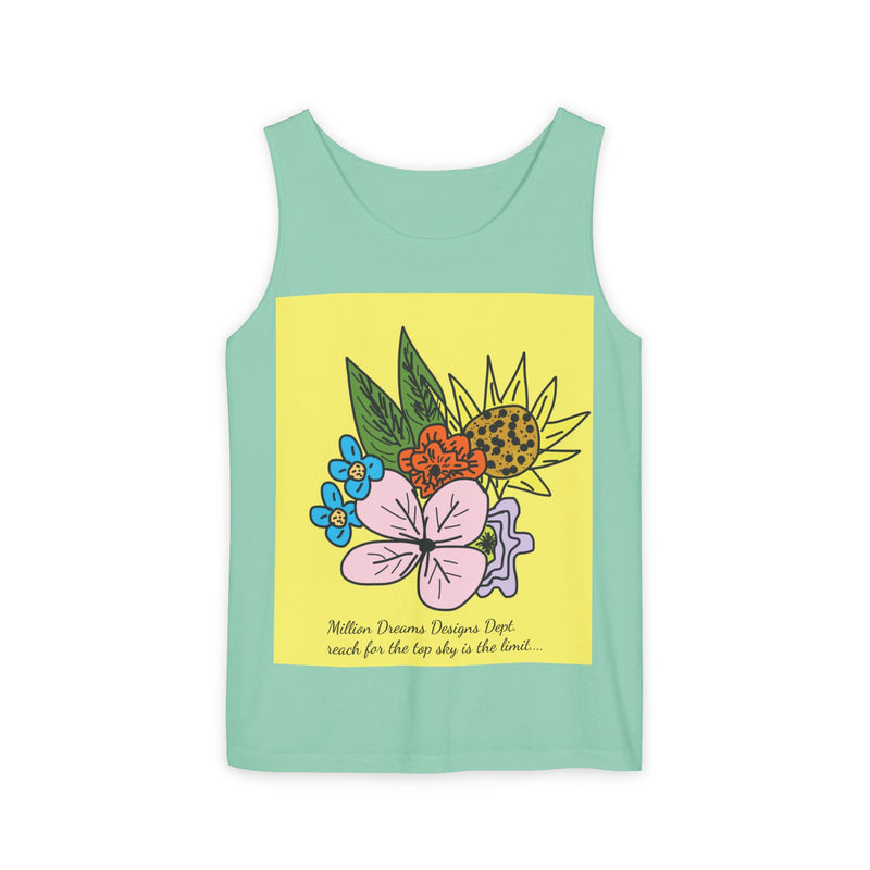 Yellow Flora Unisex Garment-Dyed Tank Top