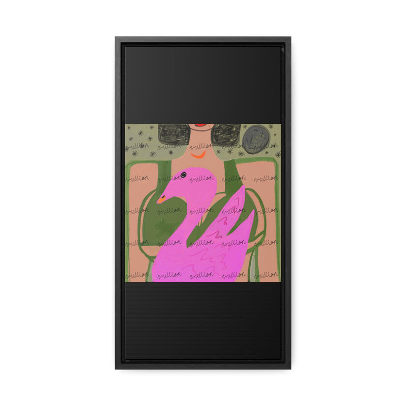 Lady & Flamingo Vertical Frame