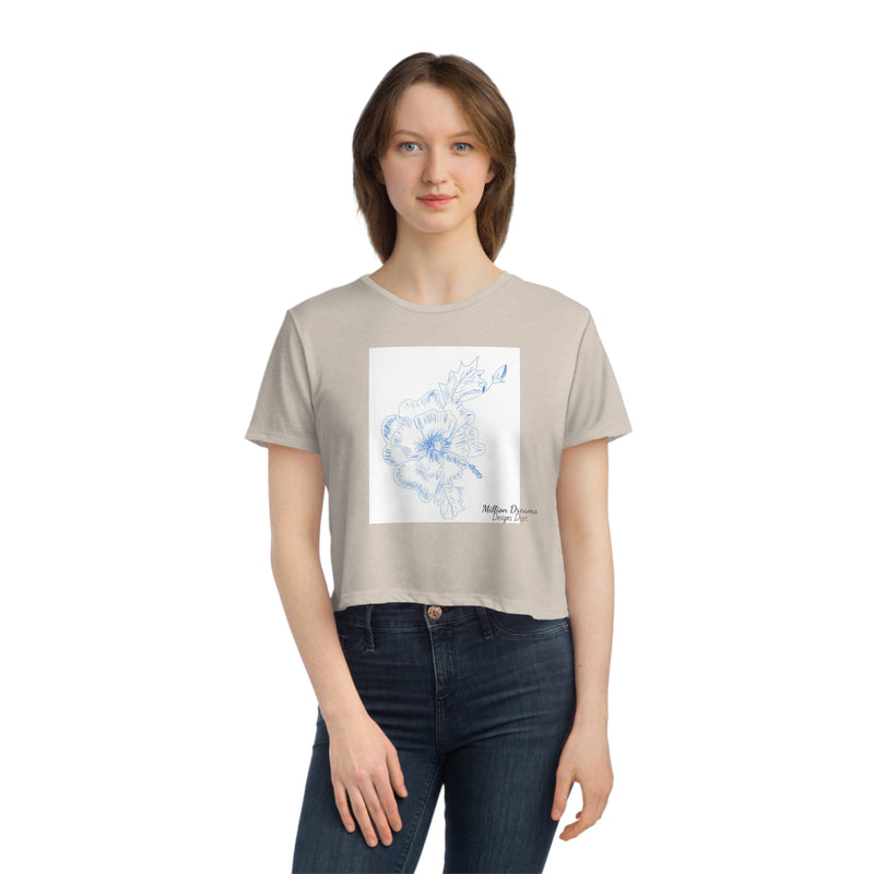 Sketch Flower Women's Flowy Cropped Tee