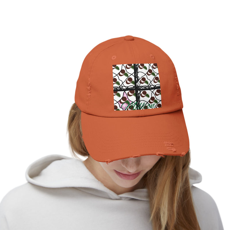 Coconut Pattern Unisex Distressed Cap