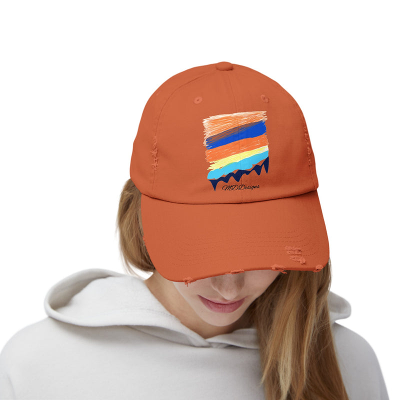 Color Sketch Lines Unisex Distressed Cap