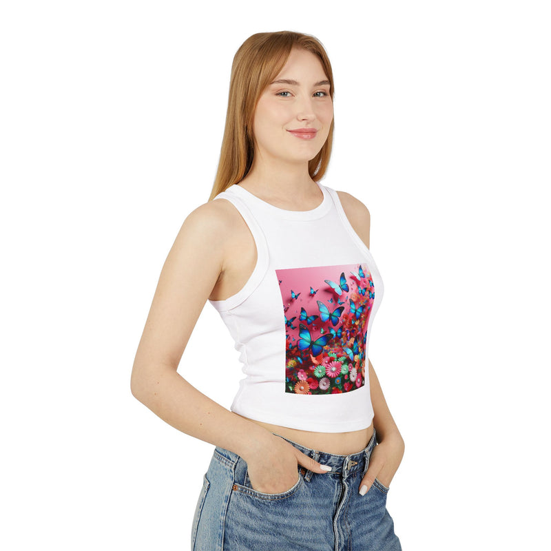 Butterflies In Pink Women's Micro Rib Racer Tank Top