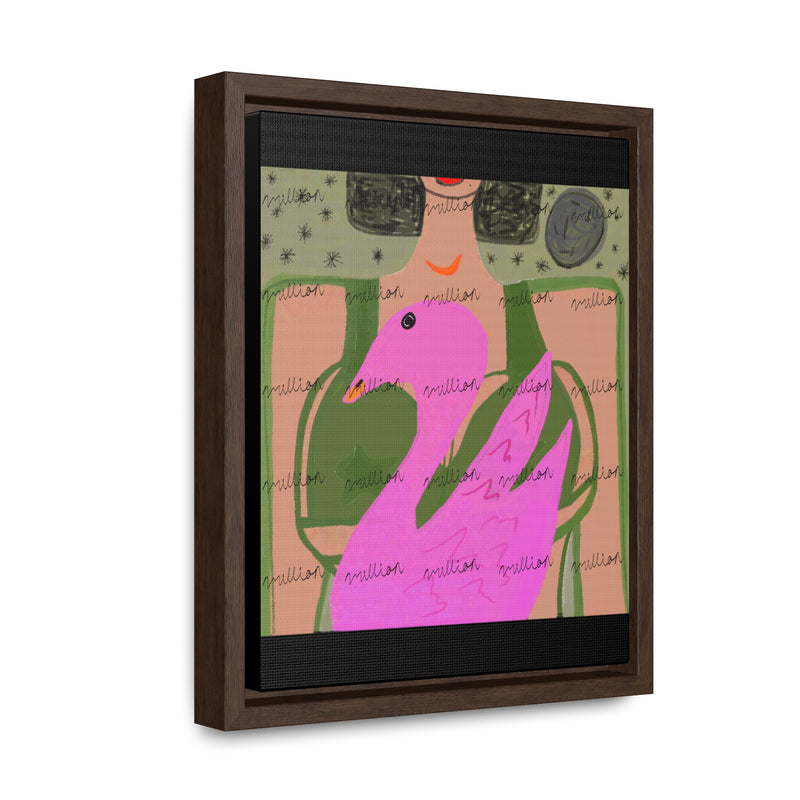 Lady & Flamingo Vertical Frame