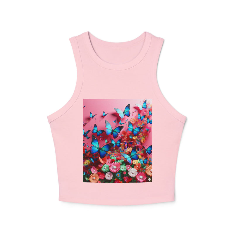 Butterflies In Pink Women's Micro Rib Racer Tank Top