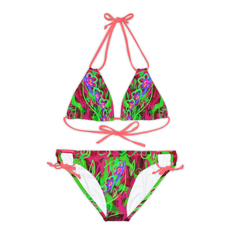 Leafs Neon & Tye Dye Strappy Bikini Set (AOP)