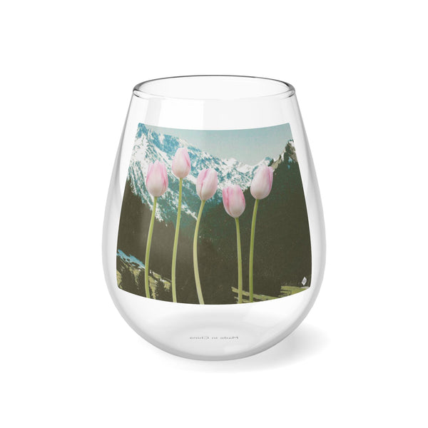 Mountain & Roses Stemless Wine Glass, 11.75oz