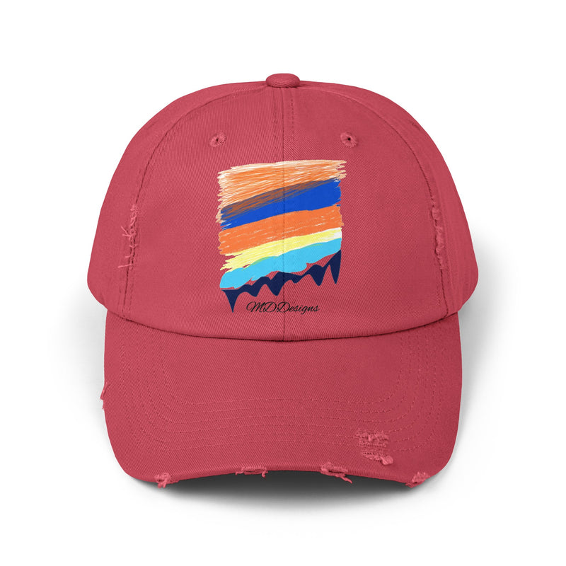 Color Sketch Lines Unisex Distressed Cap