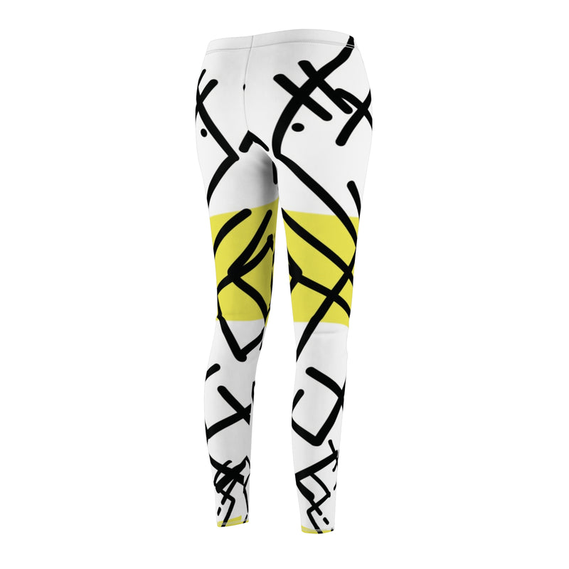 Black & Yellow Women's Cut & Sew Casual Leggings (AOP)