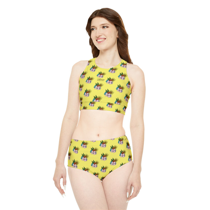 Yellow  Flora Sporty Bikini Set (AOP)