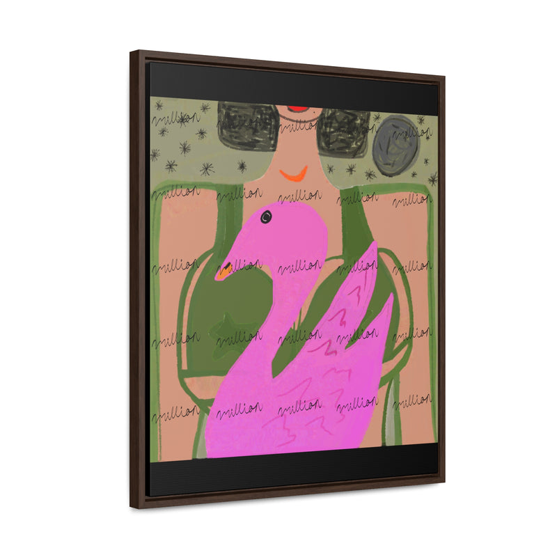 Lady & Flamingo Vertical Frame