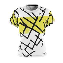 Black & Yellow Women's Cut & Sew Tee (AOP)