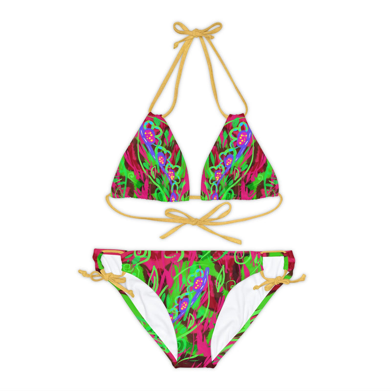 Leafs Neon & Tye Dye Strappy Bikini Set (AOP)