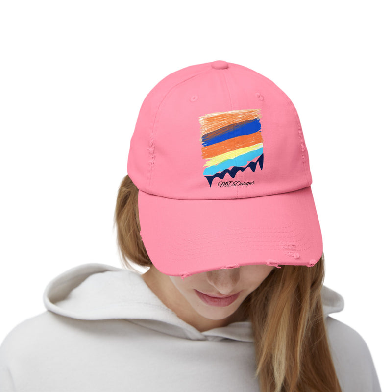 Color Sketch Lines Unisex Distressed Cap