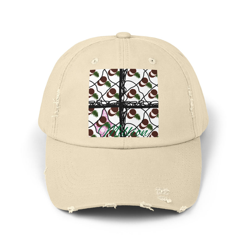 Coconut Pattern Unisex Distressed Cap