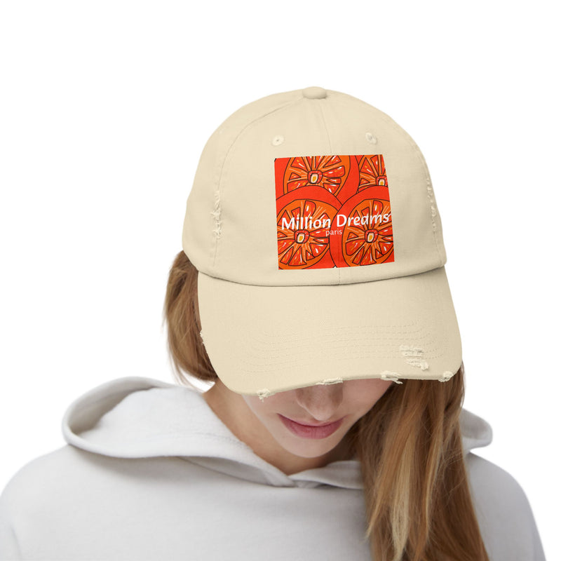 Tangie Orange Unisex Distressed Cap