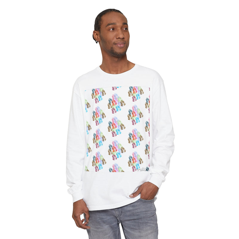 Diff Color Leafs Unisex Garment-dyed Long Sleeve T-Shirt