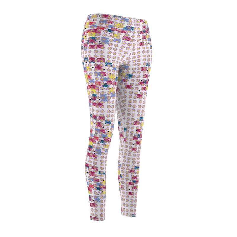 Dots Variety & Petals Women's Cut & Sew Casual Leggings (AOP)