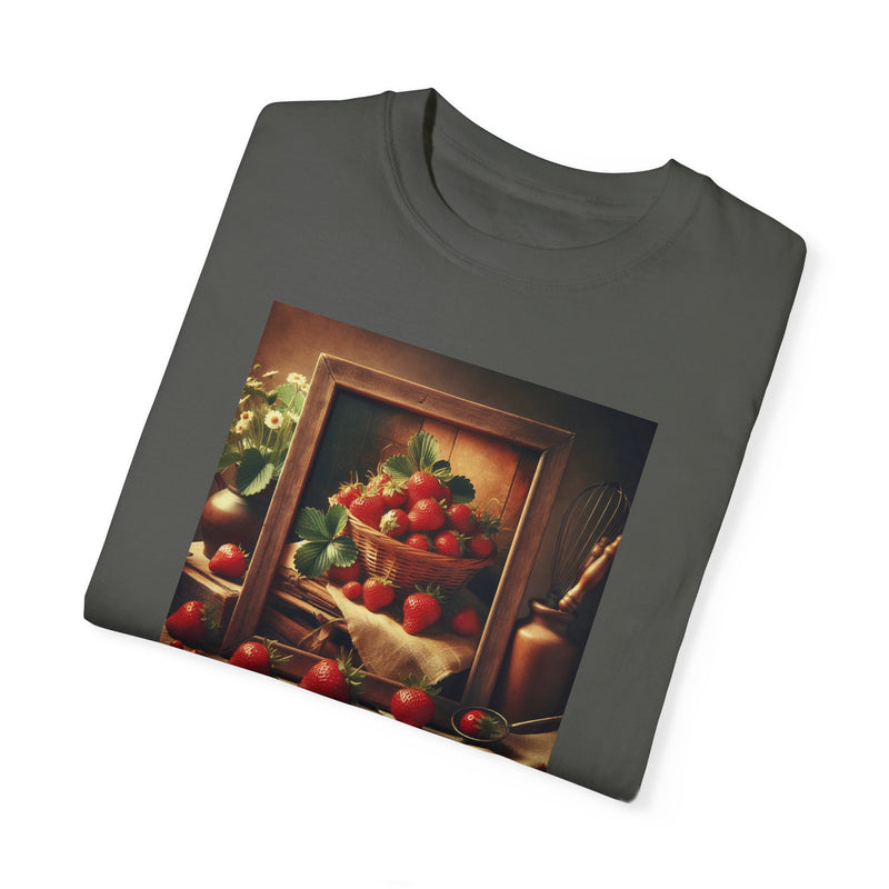 Strawberries Framed Unisex Garment-Dyed T-shirt