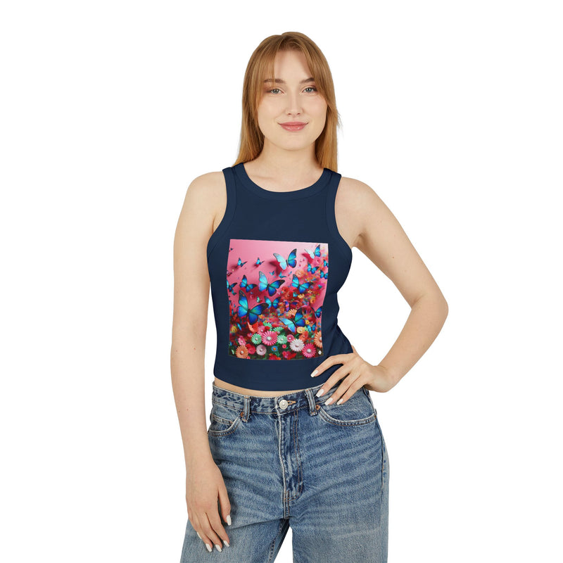 Butterflies In Pink Women's Micro Rib Racer Tank Top