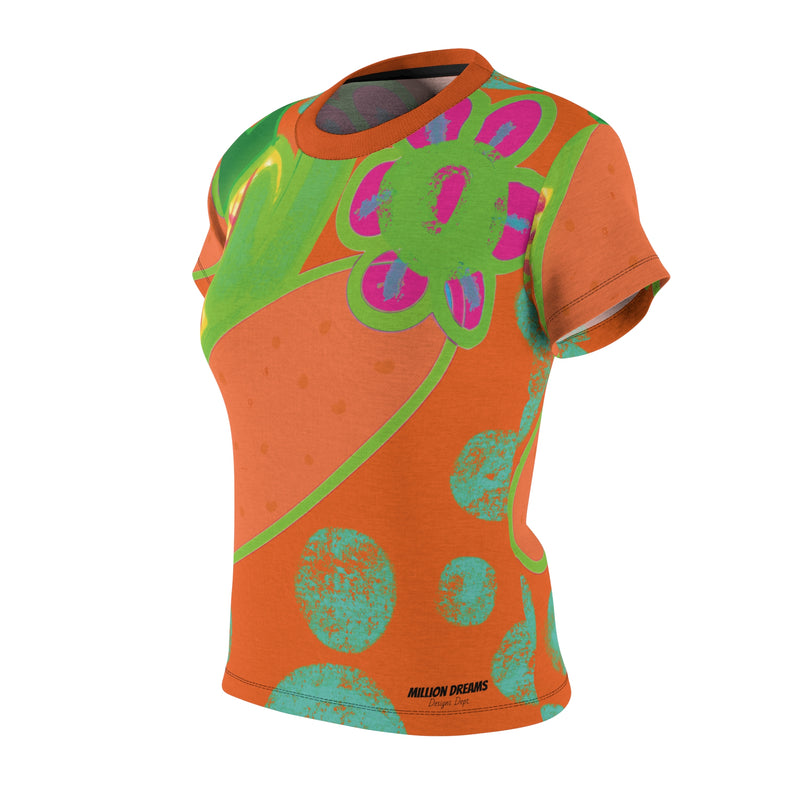 Neon Beach Vibe Women's Cut & Sew Tee (AOP)