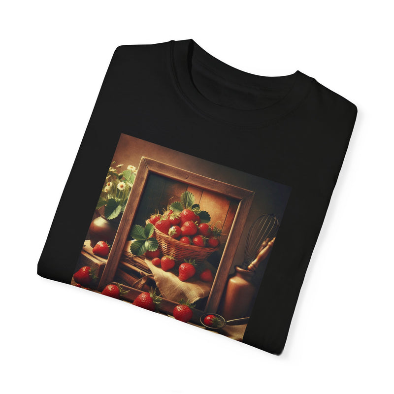 Strawberries Framed Unisex Garment-Dyed T-shirt