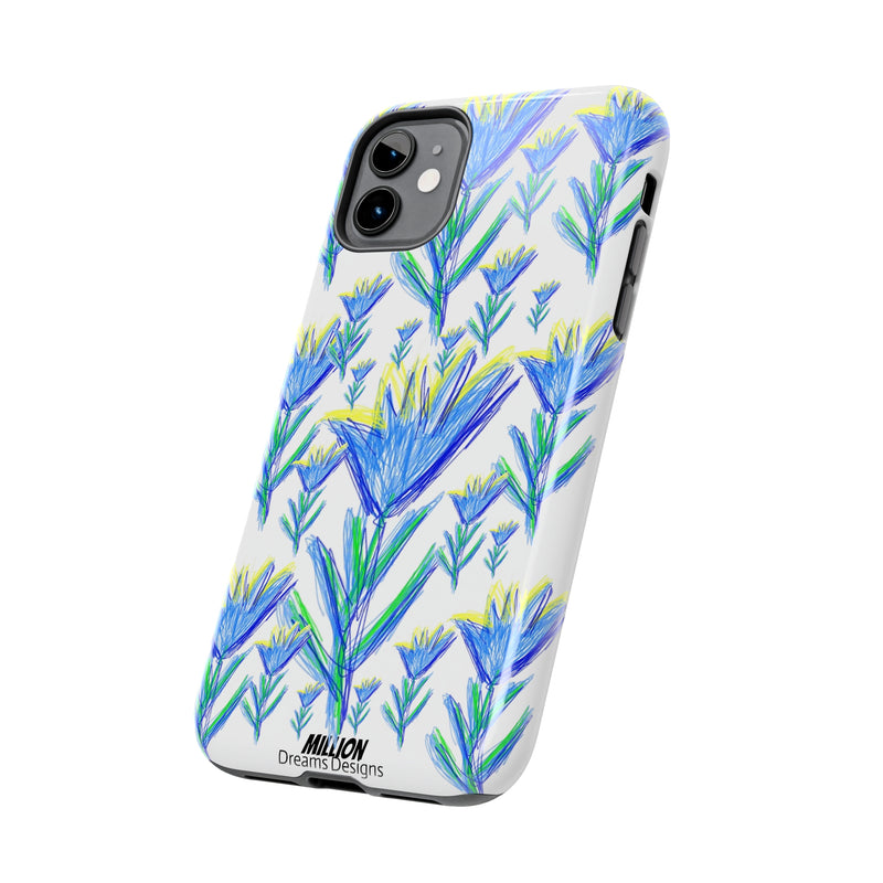 Blue Flower AOP Tough Phone Case