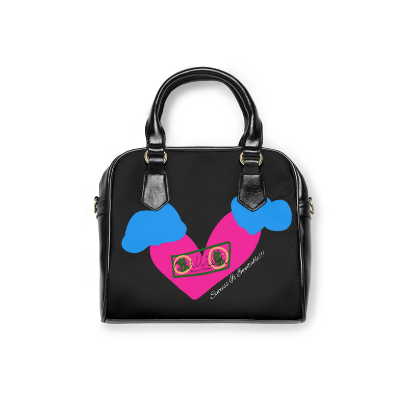 Success Is Inevitable Heart Graphic Shoulder Handbag