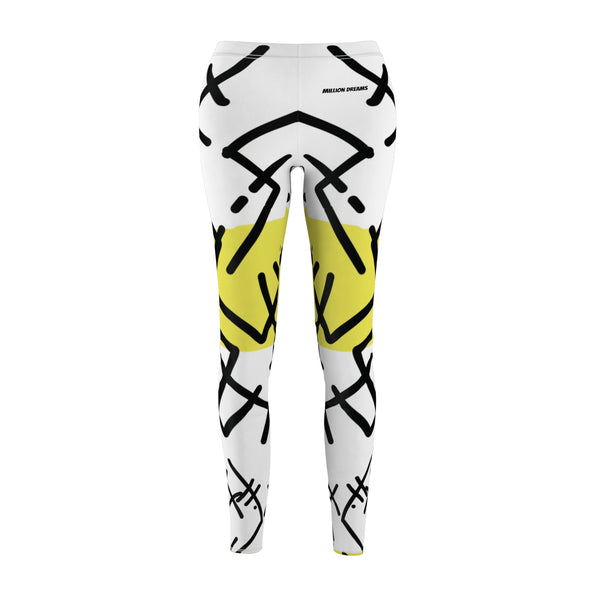 Black & Yellow Women's Cut & Sew Casual Leggings (AOP)