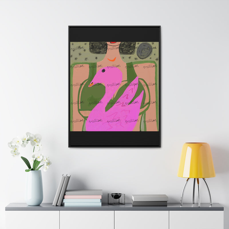 Lady & Flamingo Vertical Frame