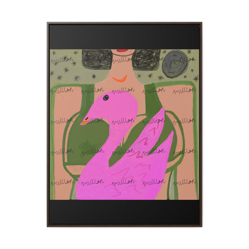 Lady & Flamingo Vertical Frame