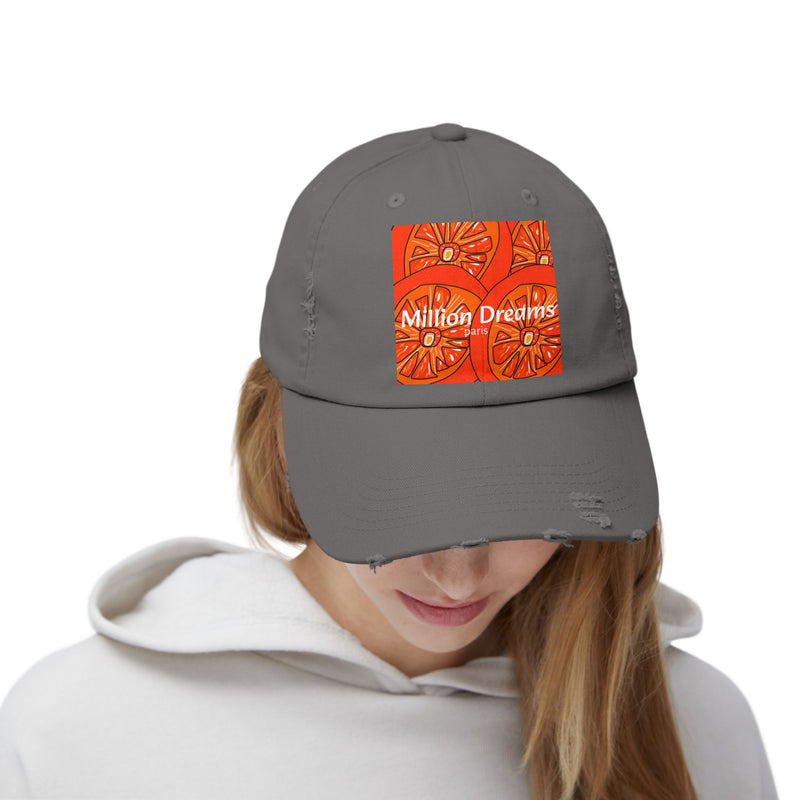 Tangie Orange Unisex Distressed Cap