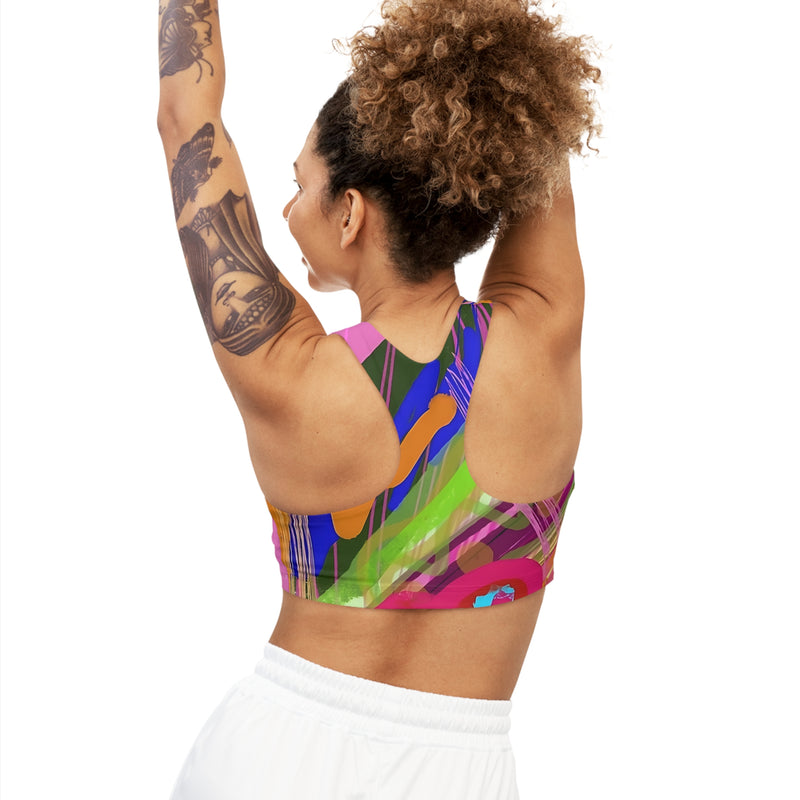 Abstract Frenzy Print Seamless Sports Bra (AOP)