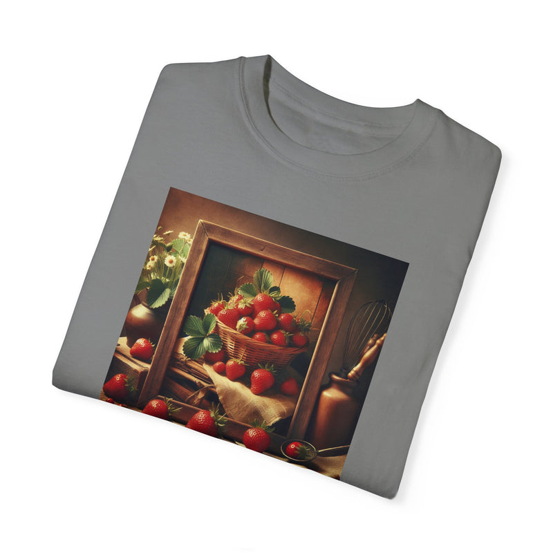 Strawberries Framed Unisex Garment-Dyed T-shirt