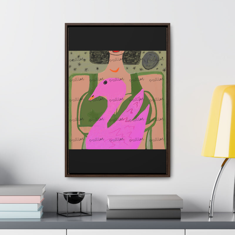 Lady & Flamingo Vertical Frame