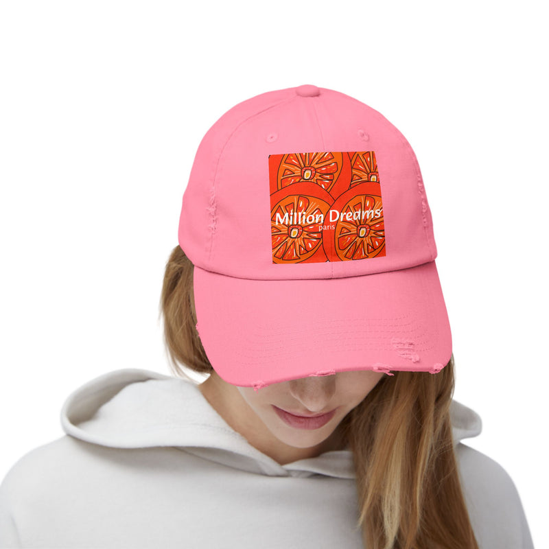 Tangie Orange Unisex Distressed Cap