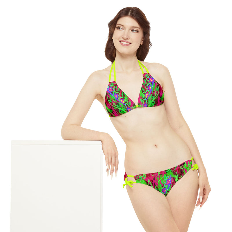 Leafs Neon & Tye Dye Strappy Bikini Set (AOP)