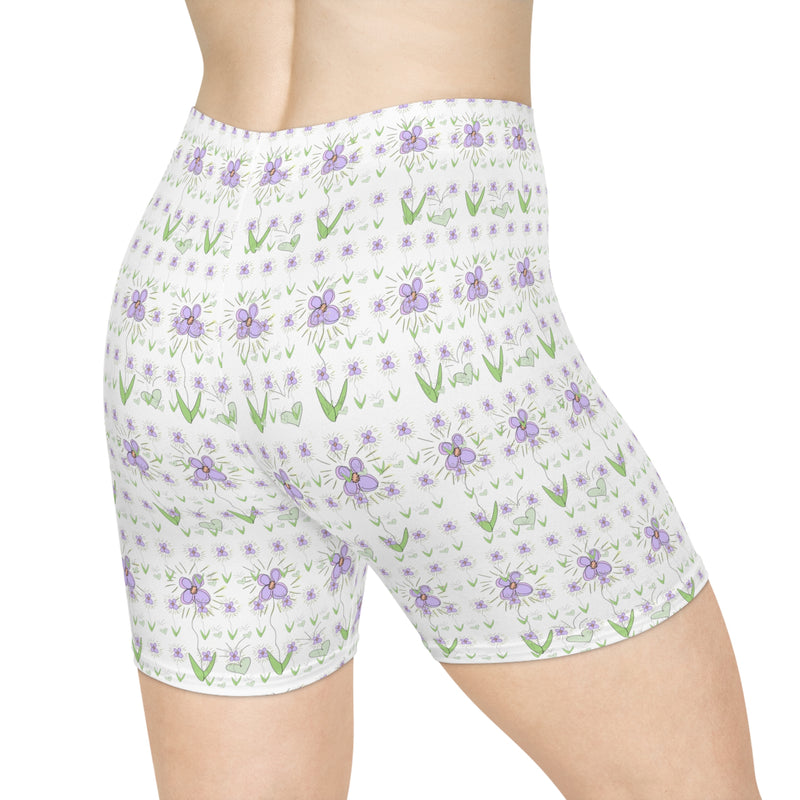 Lavender Flowers Women's Biker Shorts (AOP)